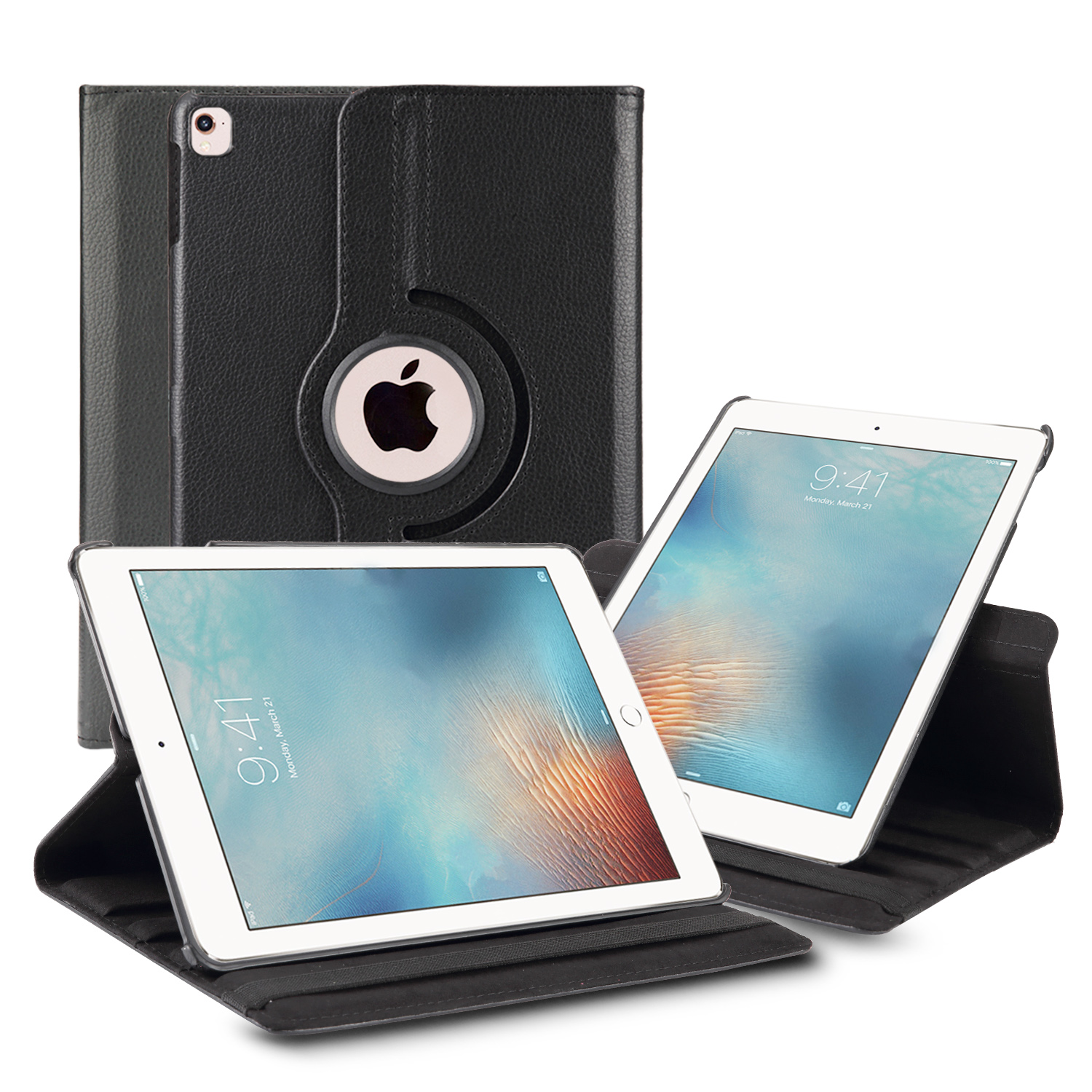 Leather-Cover-Stand-Case-With-Stylus-Pen-Slot for iPad 10.2 (Black)